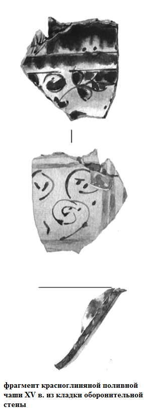 фрагмент красноглиняной поливной чаши XV в. из кладки оборонительной стены.png